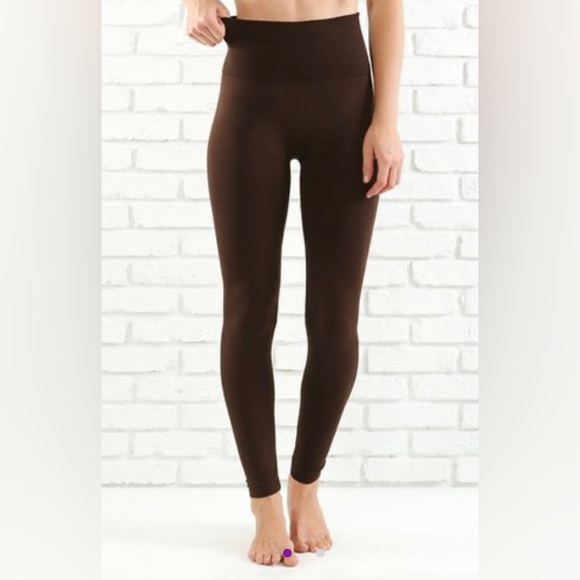 New Mix Pants - Coffee Tummy-Control Fleece-Lined High-Waist Leggings - Women